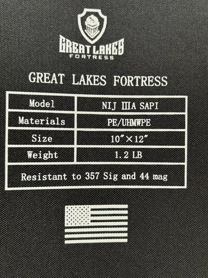 NIJ Level 3a UHMWPE Hard Armor Plates 10"x 12" Bulletproof Set of 2, 1 lb Only